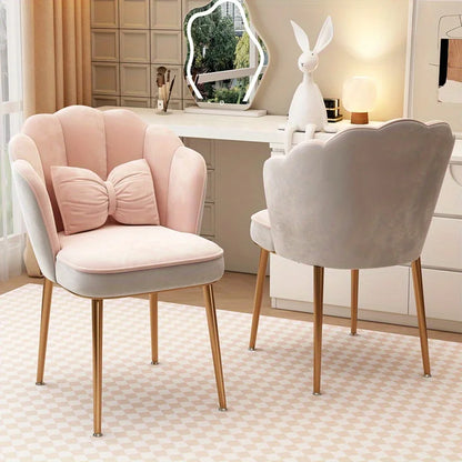 1pc Makeup chair with Petal Shaped Backrest, Casual Chair for Bedroom Study Room Living Room & Dormitory