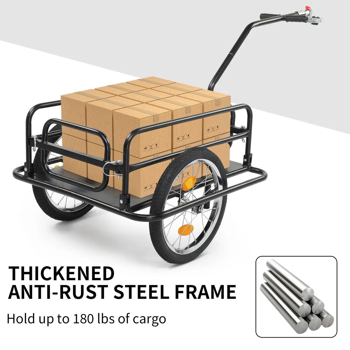 Bike Cargo Trailer Bicycle Carrier Shopping Luggage Storage Cart with Hitch