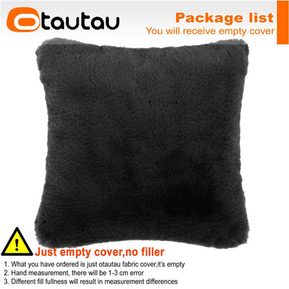 OTAUTAU Top Soft Fuffy Faux Bunny Fur Throw Pillow Case Sofa Couch Cushion Pillows Cover No Filler Baby Pet Bed ZT2TM1T