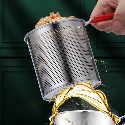 Stainless Steel Deep Fryer with Basket Multi-Purpose for Home Commercial Tempura Chicken Frying Anti-Slip Base Cool Handle