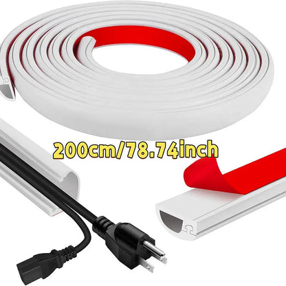 2/3Meter Cord Management Channel Invisible Decorative Wire Cover Anti-Step Protector Adhesive Soft Cable Raceway With Cap