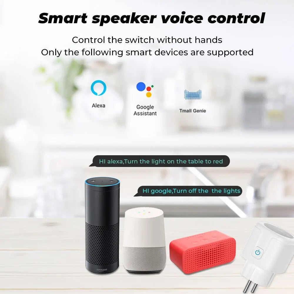 Smart Socket EU 20A Wifi Smart Plug With Power Monitoring Smart Home Voice Control Support Google Assistant Alexa Alice