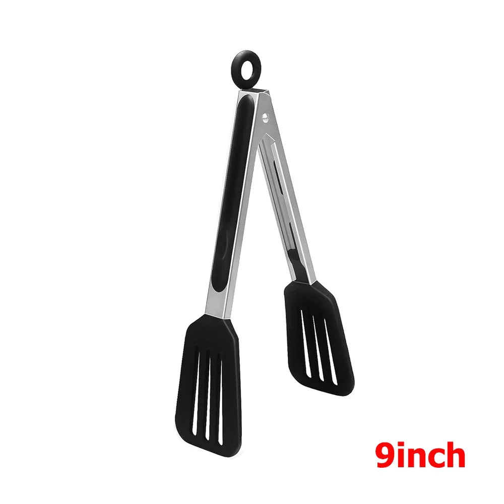 9 12 inch Kitchen Tongs For Cooking with Silicone Tips Heat Resistant Locking Cooking Tongs Non-Stick Food Tongs YY211