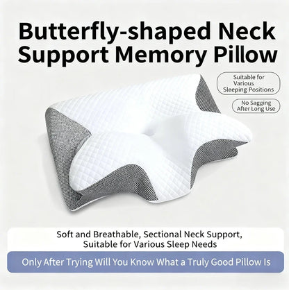 Memory Foam Pillow for Cervical Spine Protection, Slow Rebound, Butterfly Shaped Ergonomic, Multifunctional Side Sleeping Pillow