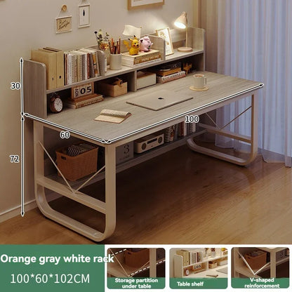 Computer Desk, Desktop, Home Bookshelf Integrated, Student Bedroom, Study Writing, Desk And Chair Combination, Simple Office Des