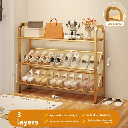 Steel shoe rack household door simple storage space saving metal multi-layer narrow shoe cabinet