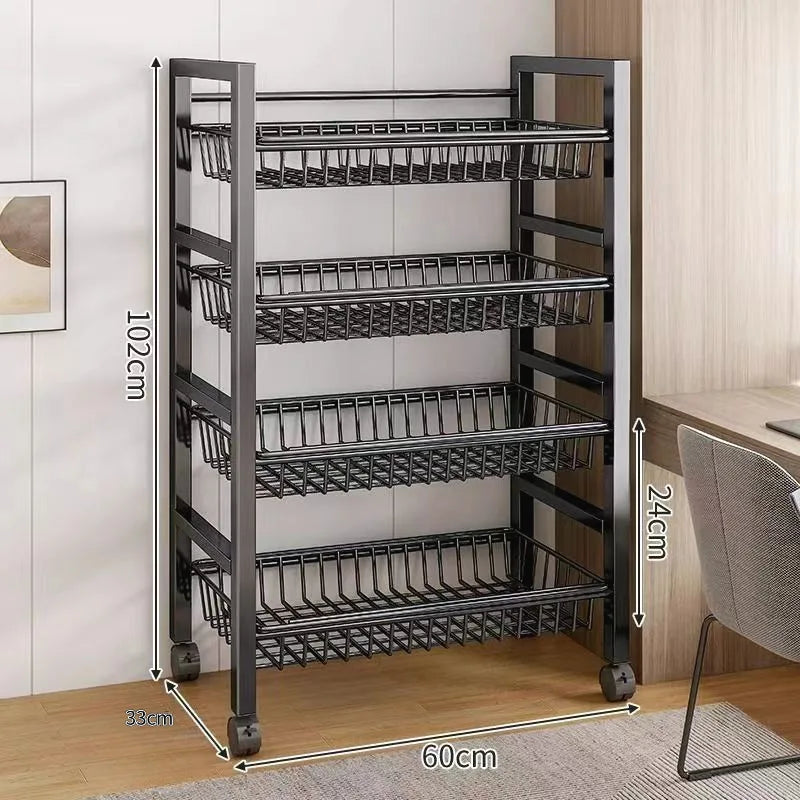 Multi-purpose mobile storage rack detachable mesh basket kitchen storage rack balcony living room shelf