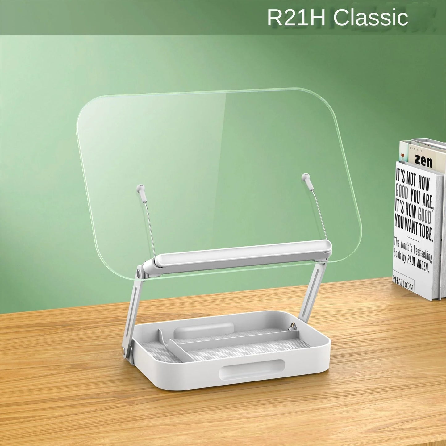 NEW Acrylic Book Stand with Storage for Reading Adjustable Book Holder with 360° Rotating Base Foldable Desktop Riser Stand