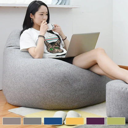 OTAUTAU Large Bean Bag Chair Sofa Cover Without Filler Lazy Corner Seat Beanbag Couch Has Replacement Sofa Inner Liner for Sale
