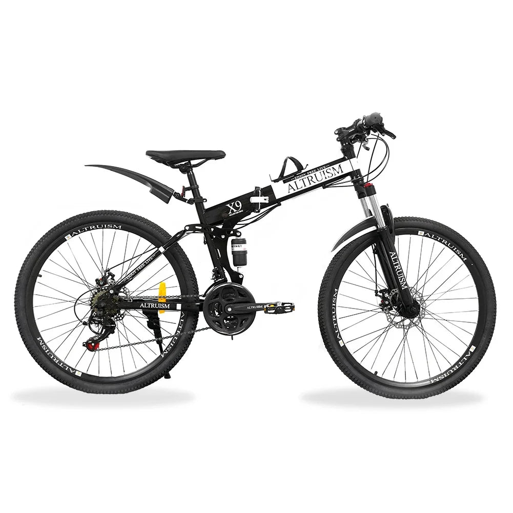 26 Inch Mountain Bike for Men & Women, 21 Speed Dual Suspension Adult Bicycle with Adjustable Disc Brake High Carbon Steel Frame