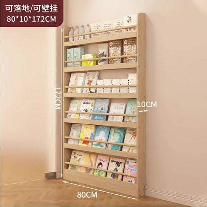 Corner storage rack, ultra-thin solid wood floor-standing bookcase, door back storage rack, narrow cabinet, wall-mounted childre
