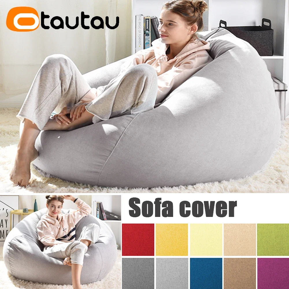 OTAUTAU Thick Waterproof Cotton Bean Bag Cover Without Filler Outdoor Pouf Chair Beanbag Puff Sofa Lounge Recliner Sac DD023