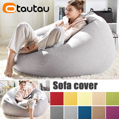 OTAUTAU Thick Waterproof Cotton Bean Bag Cover Without Filler Outdoor Pouf Chair Beanbag Puff Sofa Lounge Recliner Sac DD023