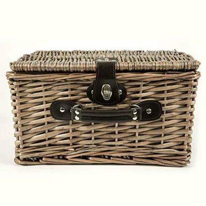 Catalina Picnic Basket for 2 Classic Deluxe English Handwoven Wicker Basket with Genuine Leather Accents and Full Service for T