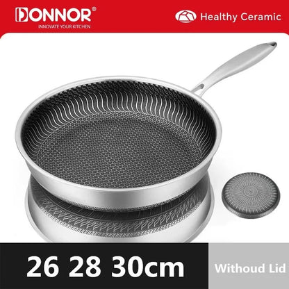 DONNOR 3-Ply Non Stick Frying Pan Hybrid Plus Stainless Steel Pan Skillet PFOA Free Chef Egg Pan Cookware Induction Compatible