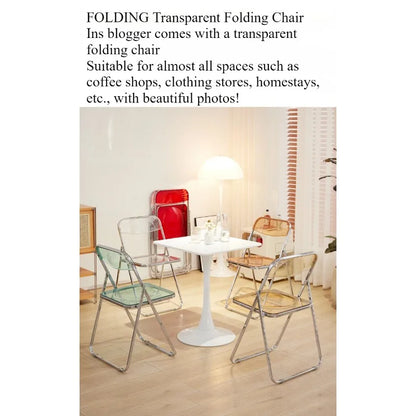 Internet celebrity folding chair acrylic transparent chair completed photo without chair simple folding crystal diningchairstool