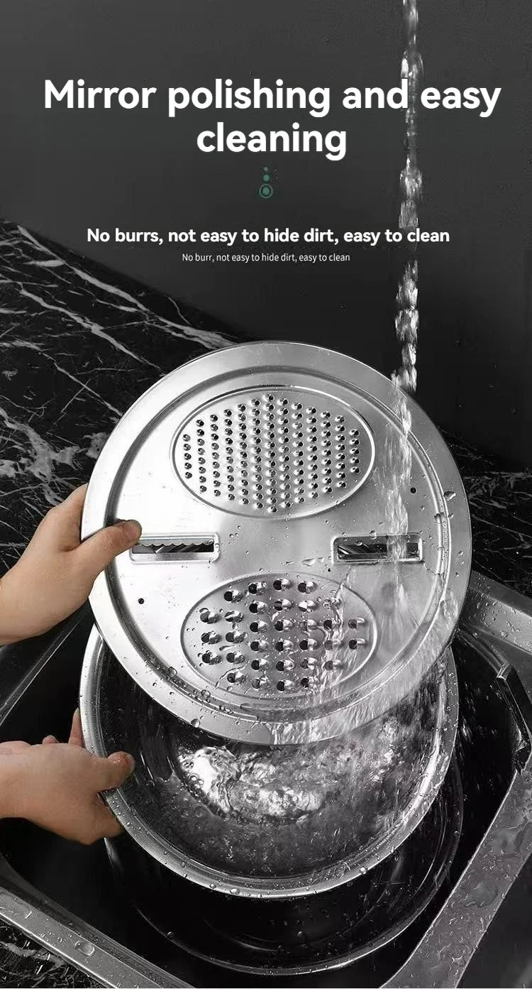 3PCS/1Set Vegetable Slicer, Stainless Steel Slicer, Potato Slicer, Vegetable Washing Basin, Drain Basket, Multifunctional