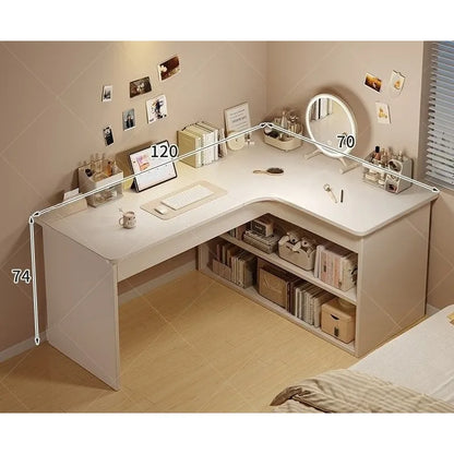 Computer desk Desktop Home bedroom Bookshelf Integrated student learning to write Corner Multifunctional office desk