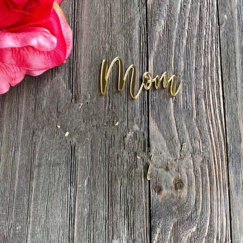 Happy Mothers Day birthday Cake Topper Gold Simple design Acrylic MOM Party Cake Toppers Mother's Day Gifts Dessert Decoration