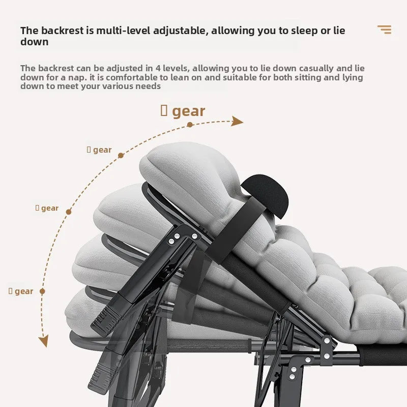 Folding bed office single metal household siesta folding recliner multi-functional camp bed adult siesta artifact