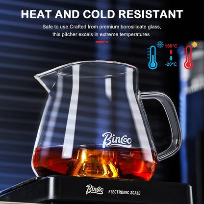Bincoo 400ML Clear Glass Coffee Carafe Heat Resistant Visual Brewing Control Easy Sharing Pour over Coffee Maker