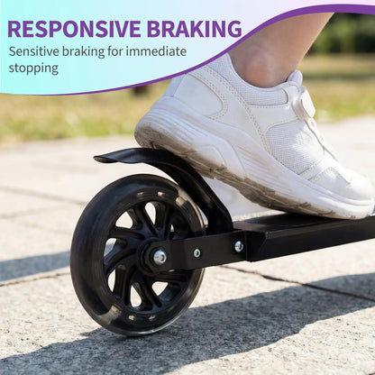 Kids Kick Scooter With LED Light Up Wheels Adjustable Height Foldable Lightweight Toddler Scooter For Boys Girls Age 3-12