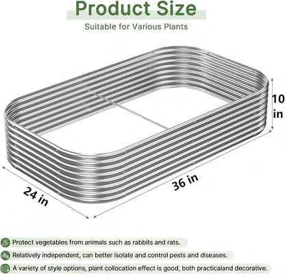 3-Piece Galvanized Steel Raised Garden Bed, Outdoor Metal Planter Box for Vegetables and Flowers, 3x2ft Size