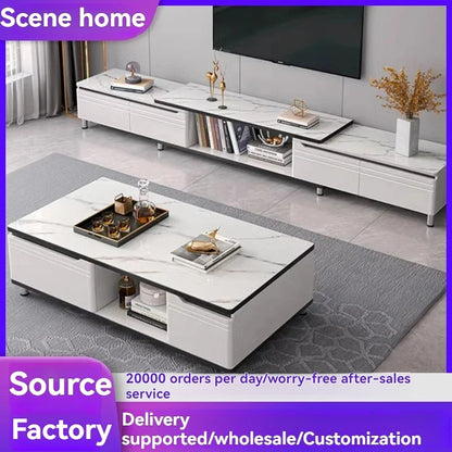 Modern minimalist living room household TV cabinet, floor standing retractable TV cabinet, coffee table, tea table combination