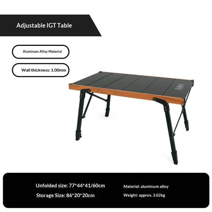 Portable Foldable Aluminum Camping Table Expandable IGT Modular Unit Outdoor Picnic Grill Kitchen Lightweight Folding Table