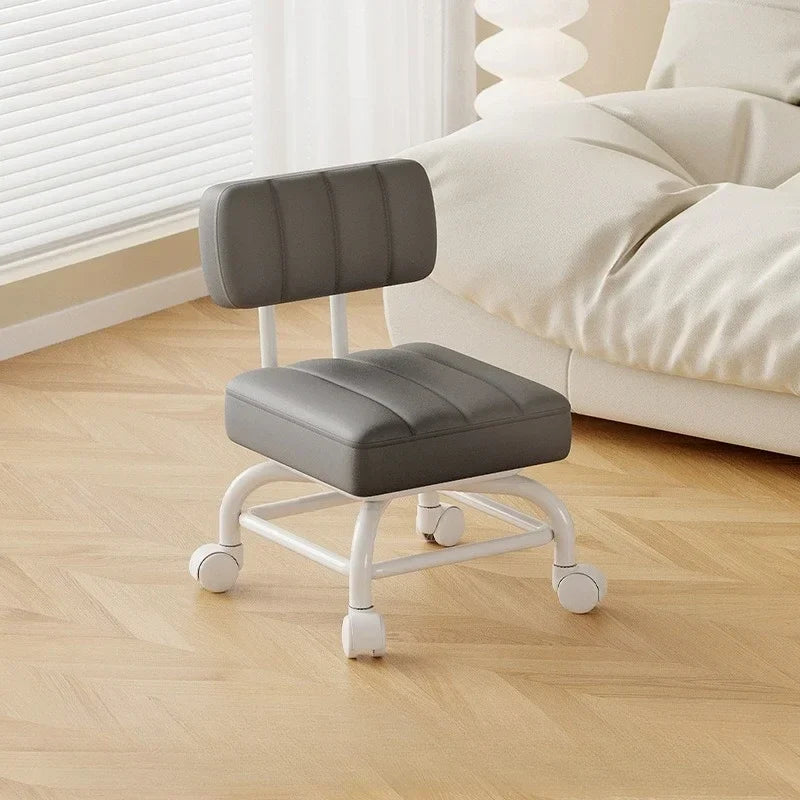 Small Stool Backrest Universal Wheel Soft Stool Children's Sofa Coffee Table Small Chair Pulley Low Stool Portable Stool