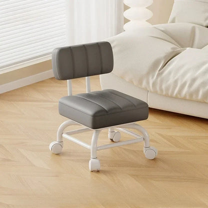 Small Stool Backrest Universal Wheel Soft Stool Children's Sofa Coffee Table Small Chair Pulley Low Stool Portable Stool