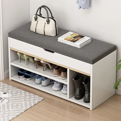Entrance panel entrance, entrance hall, shoe wearing stool, entrance for sitting, long stool, shoe cabinet, shoe rack integrated