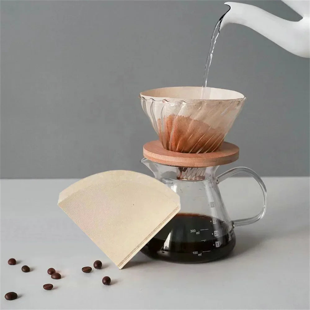 40/100 PCS V-shaped Coffee Filter Paper Coffee Cup Filter Paper 1-4 Pieces of Hand Brewed Coffee Pot Filter Paper Coffee Pot
