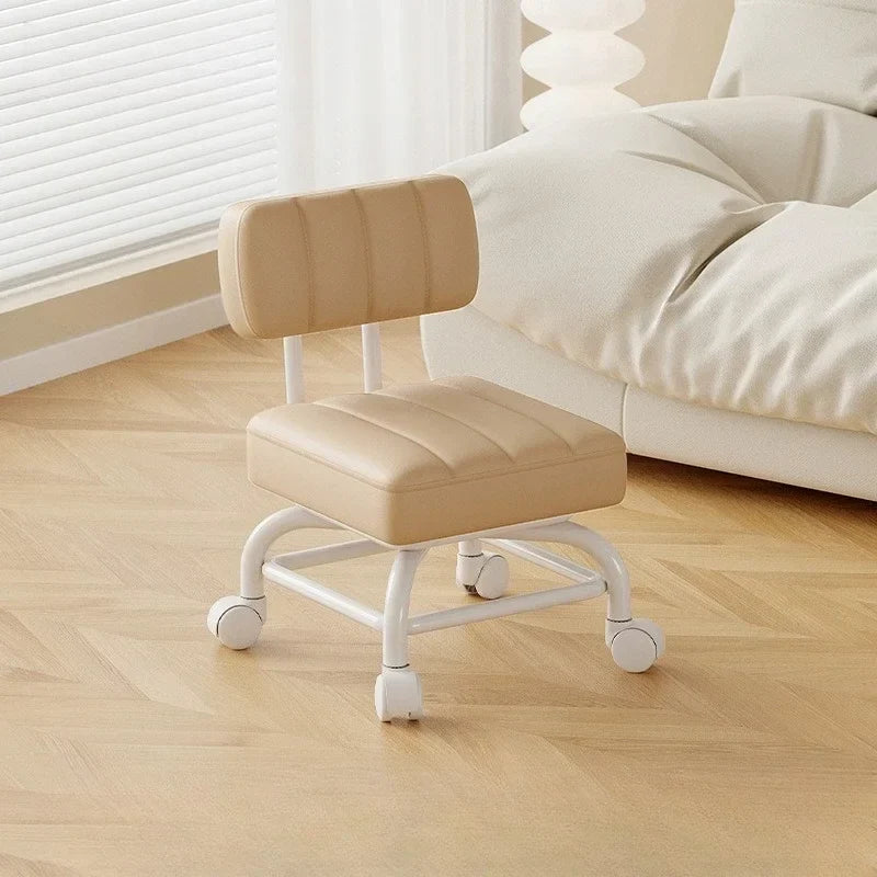 Small Stool Backrest Universal Wheel Soft Stool Children's Sofa Coffee Table Small Chair Pulley Low Stool Portable Stool