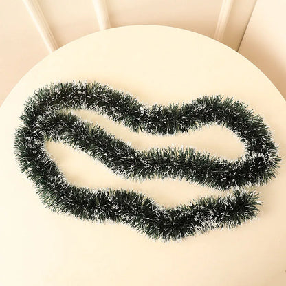 2/4MGreen Christmas Tree Decoration Ribbon Garland Christmas TreeBar Tops Ornaments Xmas Tinsel Grass Ring Family Reunion Party
