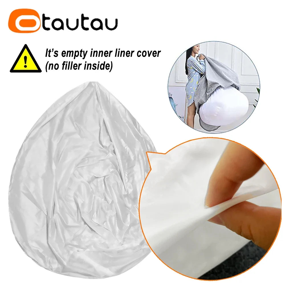 OTAUTAU 5ft Giant Fluffy Faux Bunny Fur Bean Bag Cover Winter Christmas Pouf Cover DD003【No Filler!Need uy Filler By Yourself!】