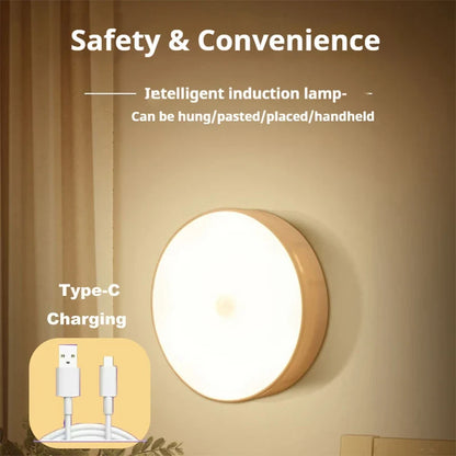 LED Night Lamp with Human Body Sensor Automatic Lighting Type-C Charging Wireless Magnetic Wireless Magentic Night Light
