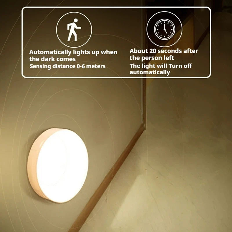 LED Night Lamp with Human Body Sensor Automatic Lighting Type-C Charging Wireless Magnetic Wireless Magentic Night Light