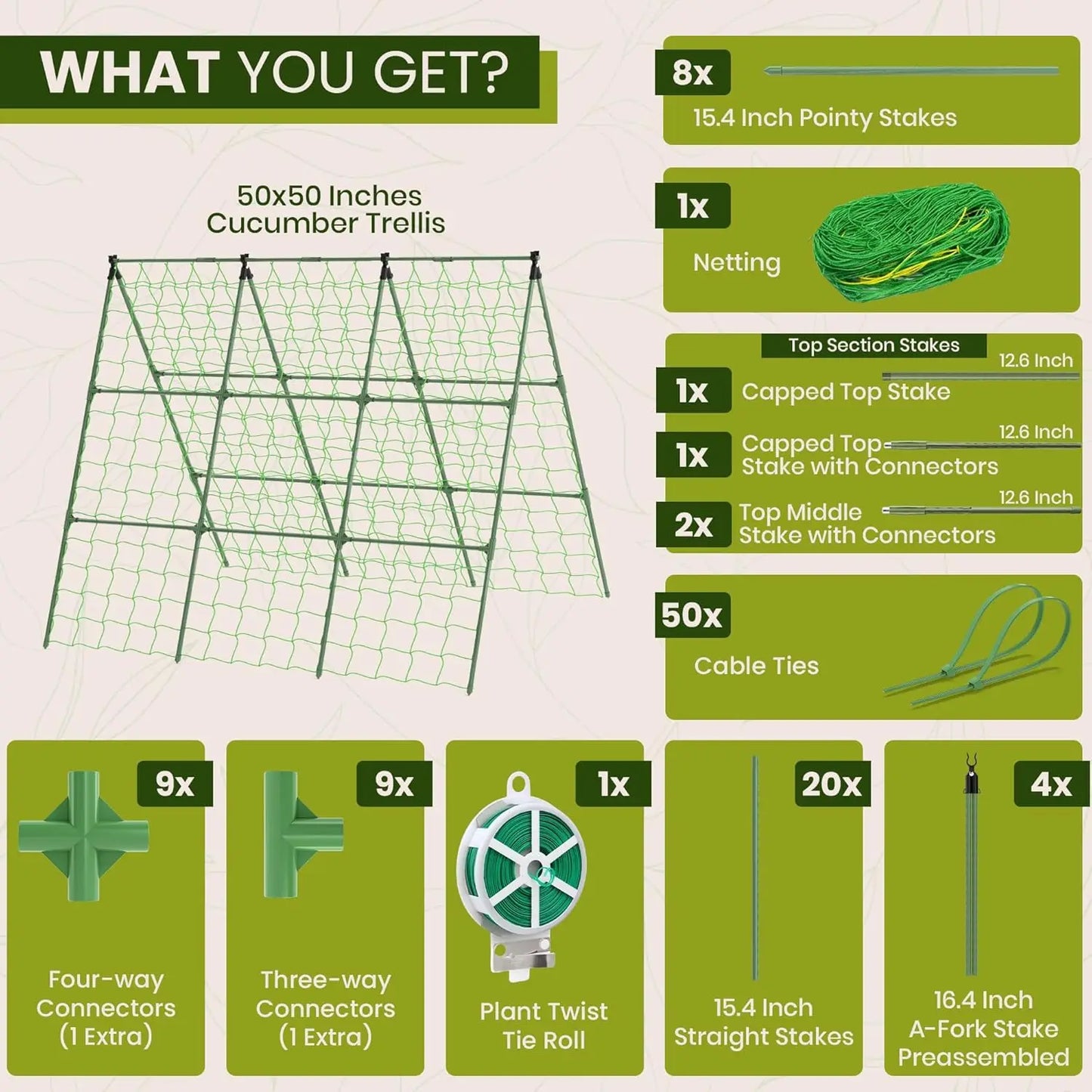50x50 A-Frame Garden Trellis for Climbing Plants - Easy Assembly, Durable Steel, Fits Raised Beds