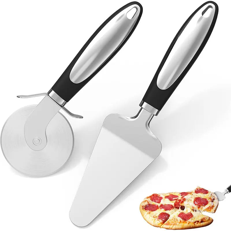 Premium Stainless Steel Kitchen Pizza Cutter Wheel Server Tools Home Knife Waffle Cookies Cake Bread Dough Slicer Baking Gadgets