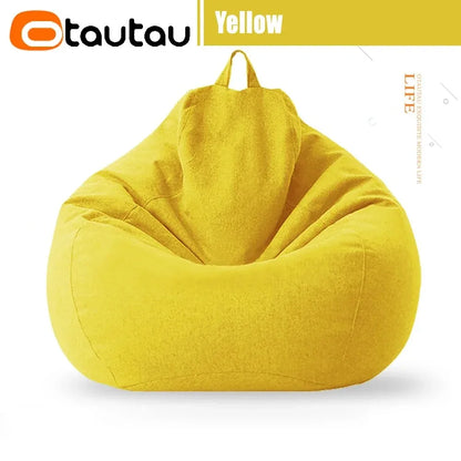 OTAUTAU Cotton Linen Bean Bag Cover without Filler Floor Corner Lazy Beanbag Chair Pouf Salon Ottoman Puff Lounger Sac DD002