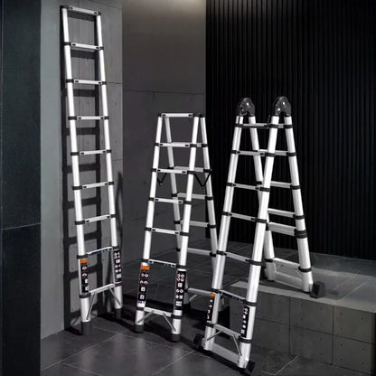 Aluminum Telescopic Folding 3 Step Ladder Step Stool Home Kitchen Garden Portable Lightweight Safety Lock Multipurpose Household