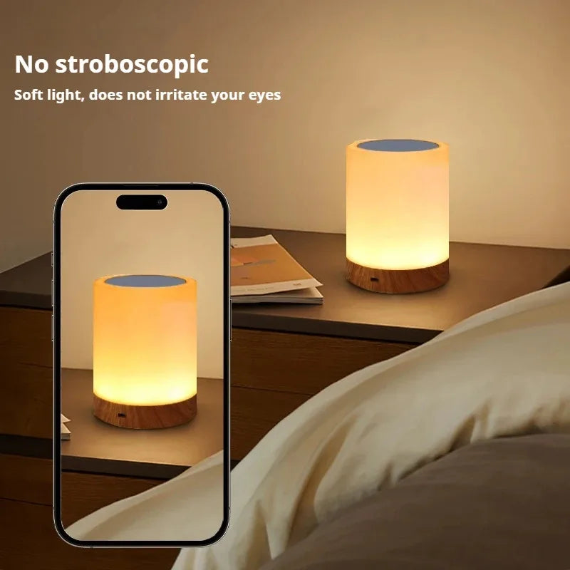 Smart Touch Bedside Table Lamp RGB USB Rechargeable Night Light Desk Lamp Bedroom Decoration Kids Gift Dining Table Light
