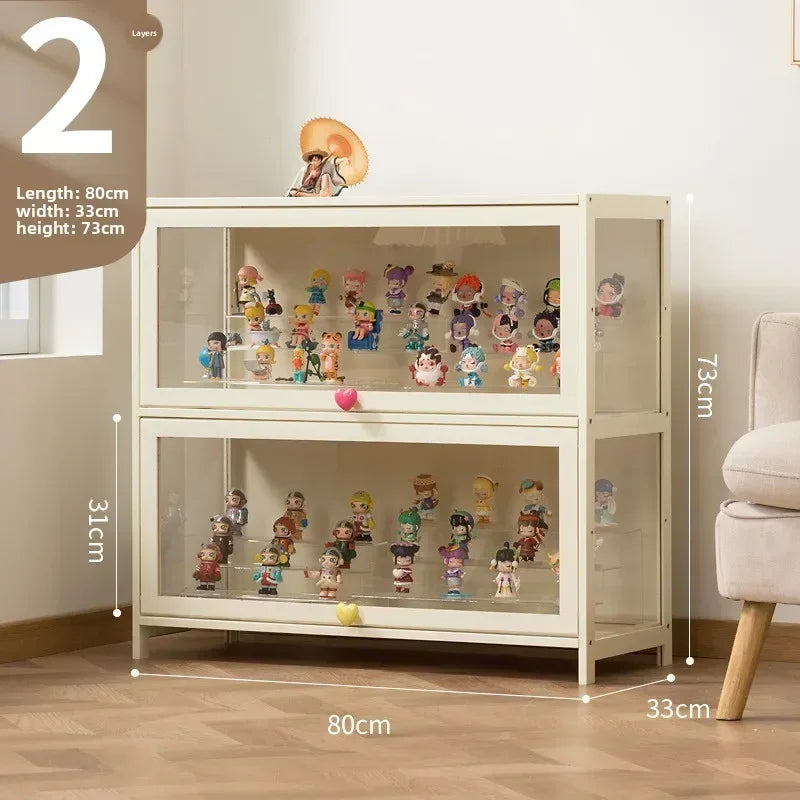 Figure Lego Display Cabinet Household Cream Wind Dustproof Acrylic Transparent Model Toy Blind Box Display Cabinet