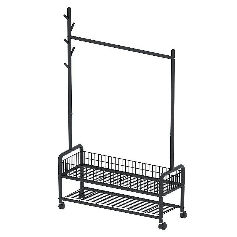 Foldable Standing Coat Rack Clothes Hanger Floor Coat Stand Portable Collapsible Organizer Bedroom Balcony Entryway Hall