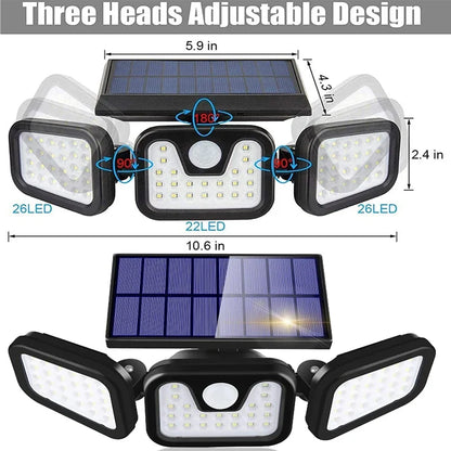 138/198/333/74 LED Solar Lights Outdoor Motion Sensor Human Induction Adjustable Head IP65 Waterproof Solar Power Wall Lamp