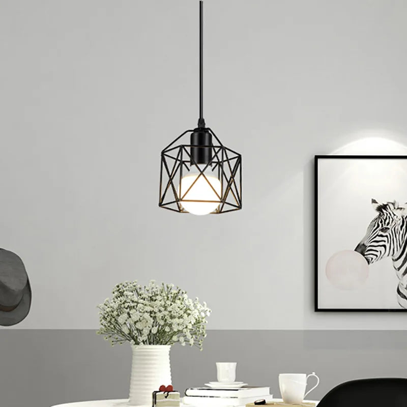 Modern LED Pendant Light Iron E27 blub base Minimalist Hanging Lamp Living Room Bedroom Restaurant Shop Bar Fixture Decoration