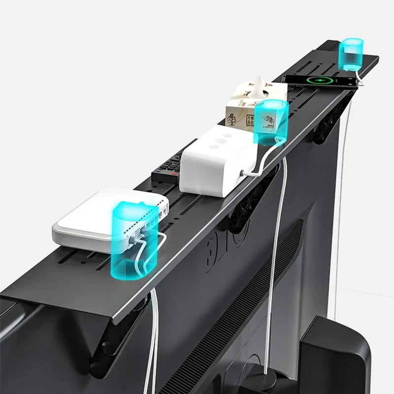Foldable Computer Monitor Rack TV Set-Top Box Holder Shelf Monitor Screen Bracket Router Remote Stand Storage TV Top Rack Shelf