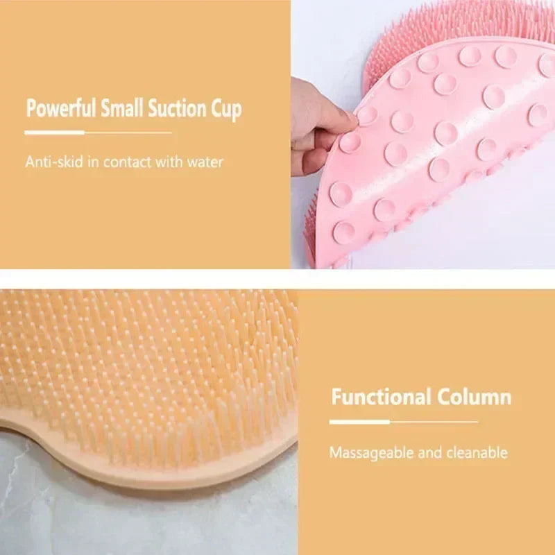Silicone Rub Back Brush Bathroom Non-slip Wash Foot Pad Massage Shower Mat with Sucker Bath Massage Foot Exfoliating Brush Pad