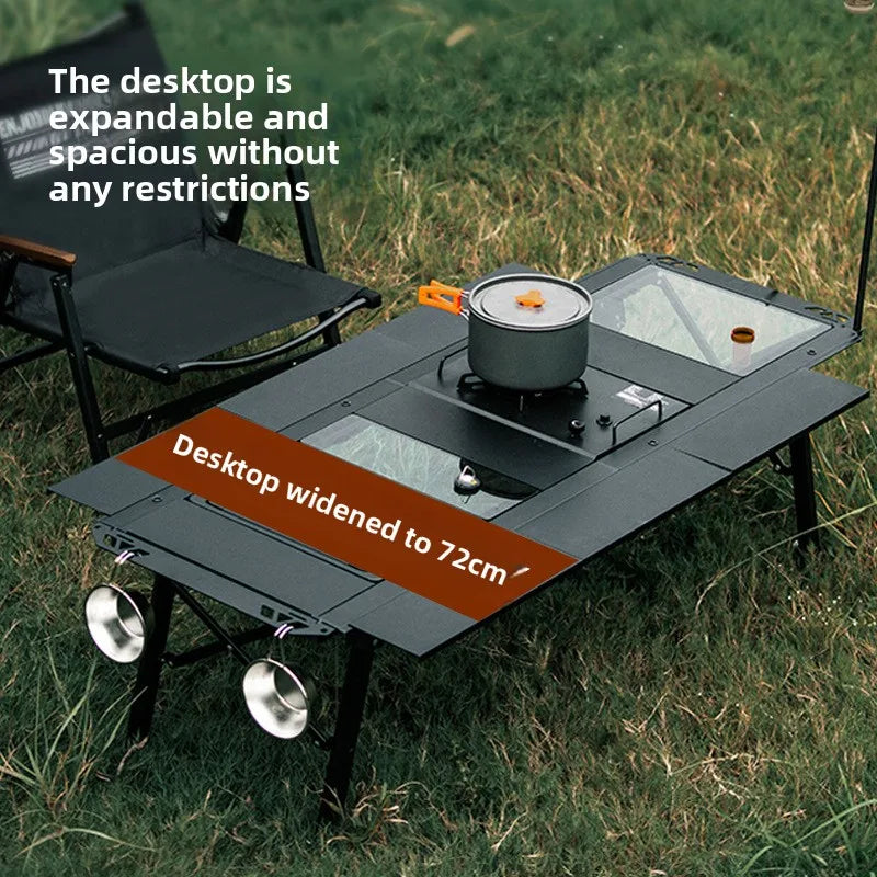 Portable Foldable Aluminum Camping Table Expandable IGT Modular Unit Outdoor Picnic Grill Kitchen Lightweight Folding Table